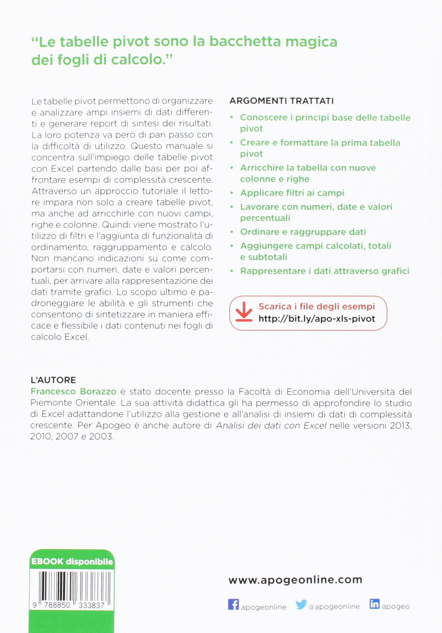 Tabelle pivot con Excel. Dalle basi all'utilizzo professionale