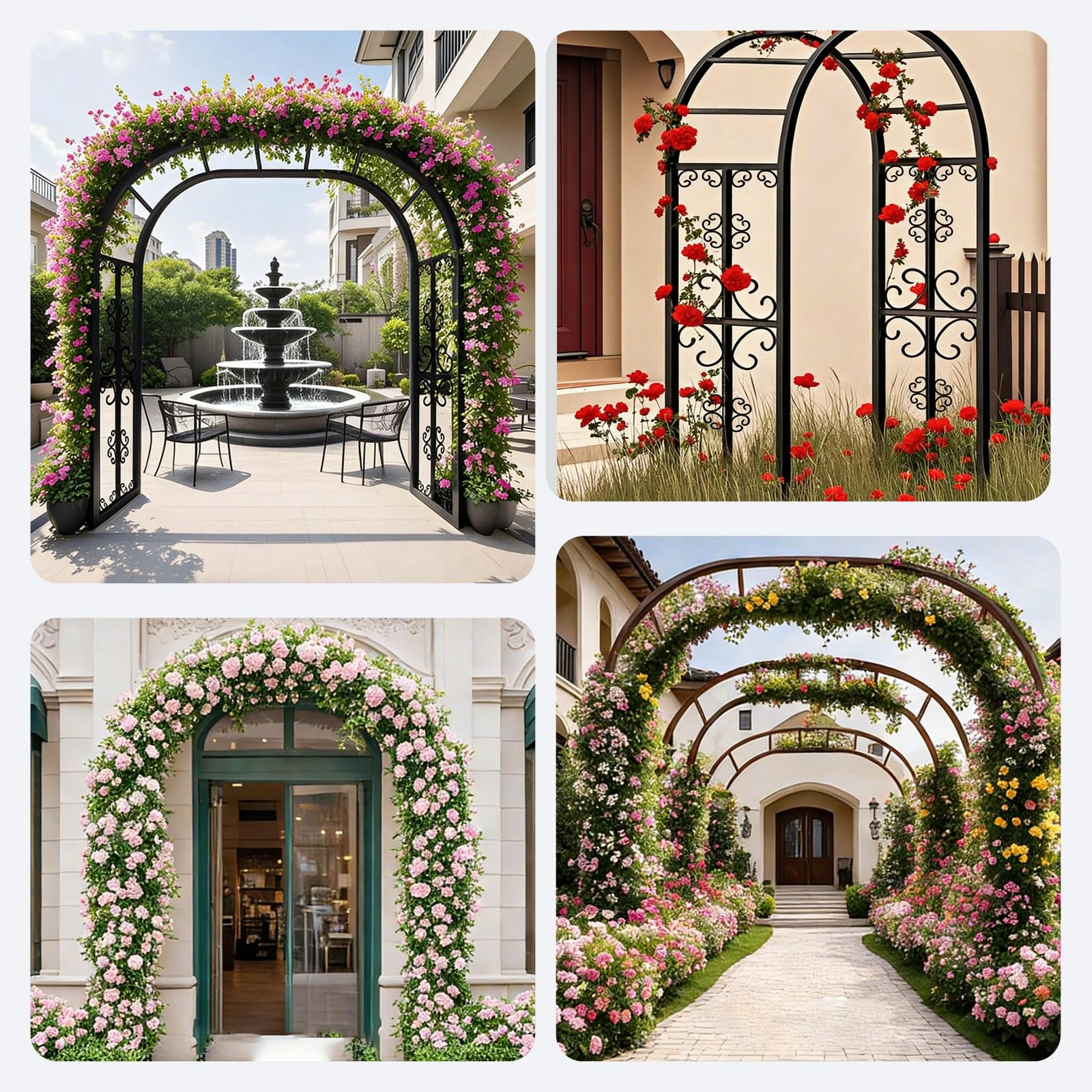 Arche de roses antirouille pour mariages et fêtes de jardin – Design incurvé facile à assembler et – Parfait pour les toiles de fond photo d'intérieur et d'extérieur