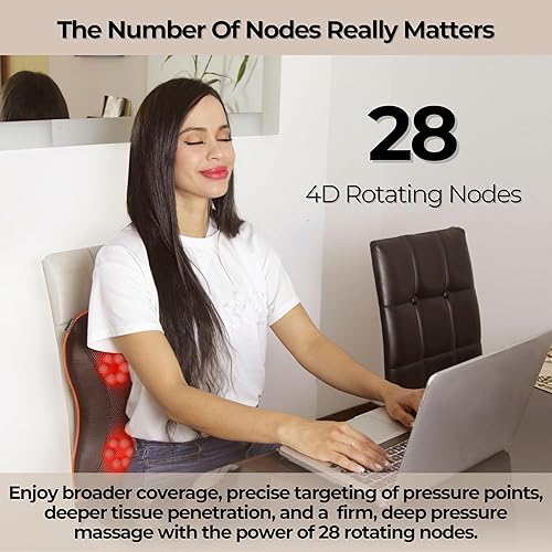 Miniatura 2 de VibePulse Shiatsu masajeador de espalda. 28 nodos, calefacción infrarroja lejana, 3 velocidades, ideal para el hogar, el automóvil u oficina. Masaje