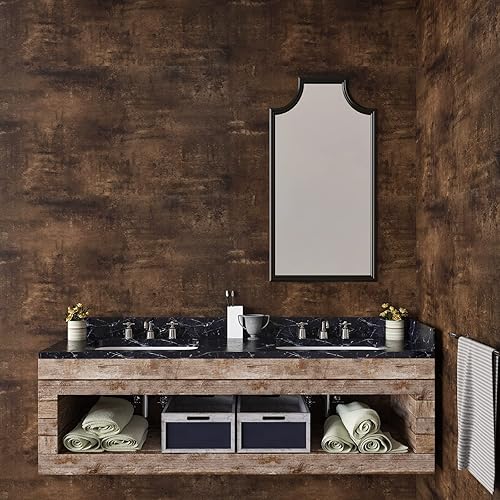 Miniatura 5 de CHIHUT Papel tapiz de hormigón mate, papel adhesivo de cemento marrón para encimeras, papel tapiz texturizado teñido de vinilo impermeable, película