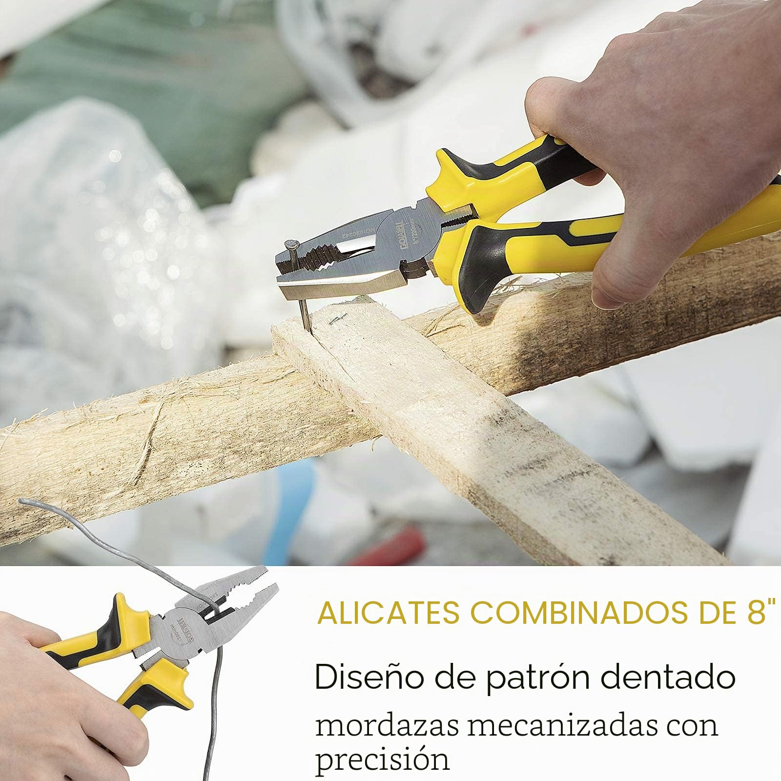 DOWELL Juego de 4 Alicates Con Bolsa de Almacenamiento - Punta Larga 8", Línea 8", Diagonales 6", Junta de Ranura 10"