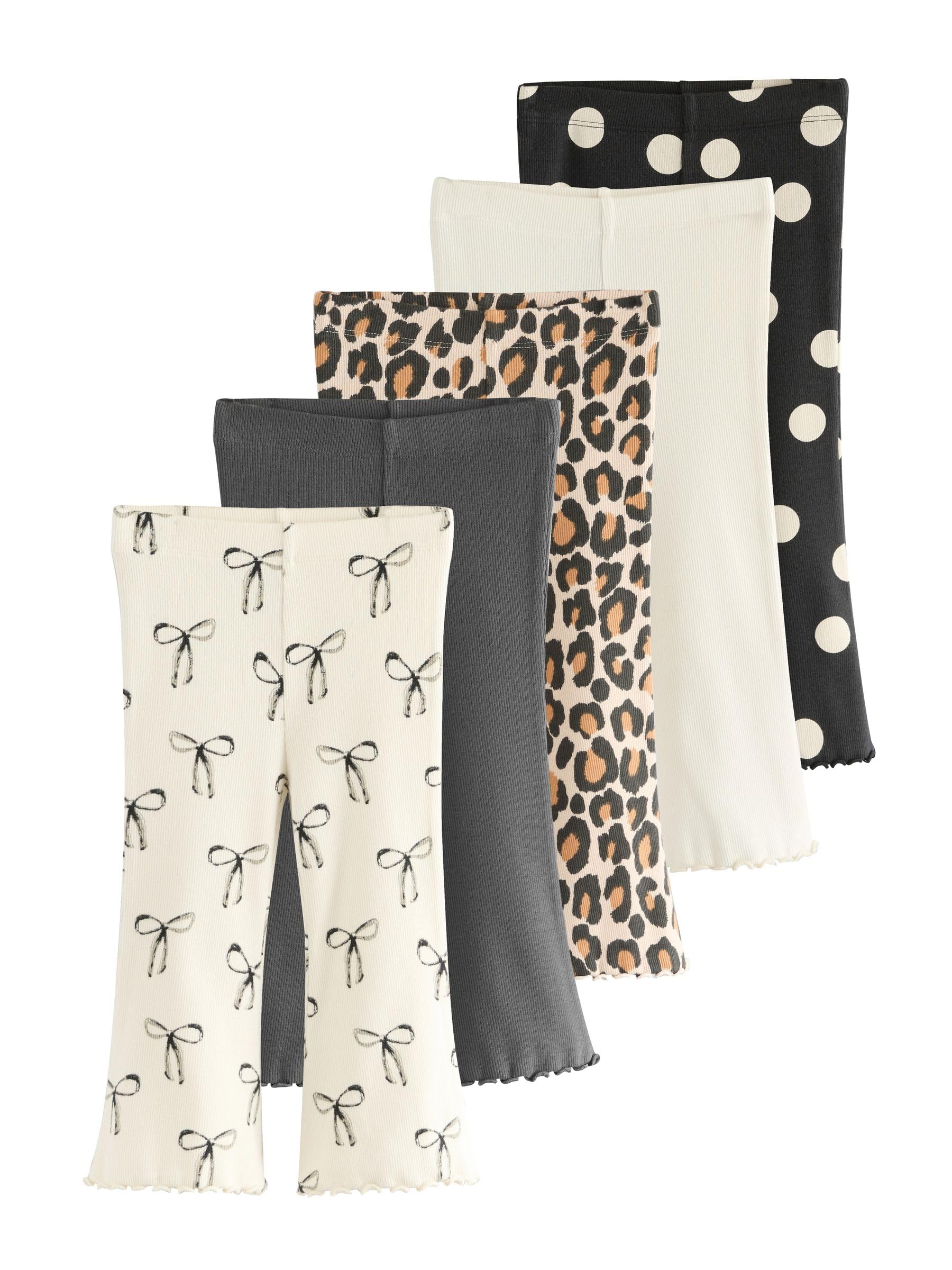 NEXT Mädchen Gerippte Leggings mit Schlag, 5er-Pack