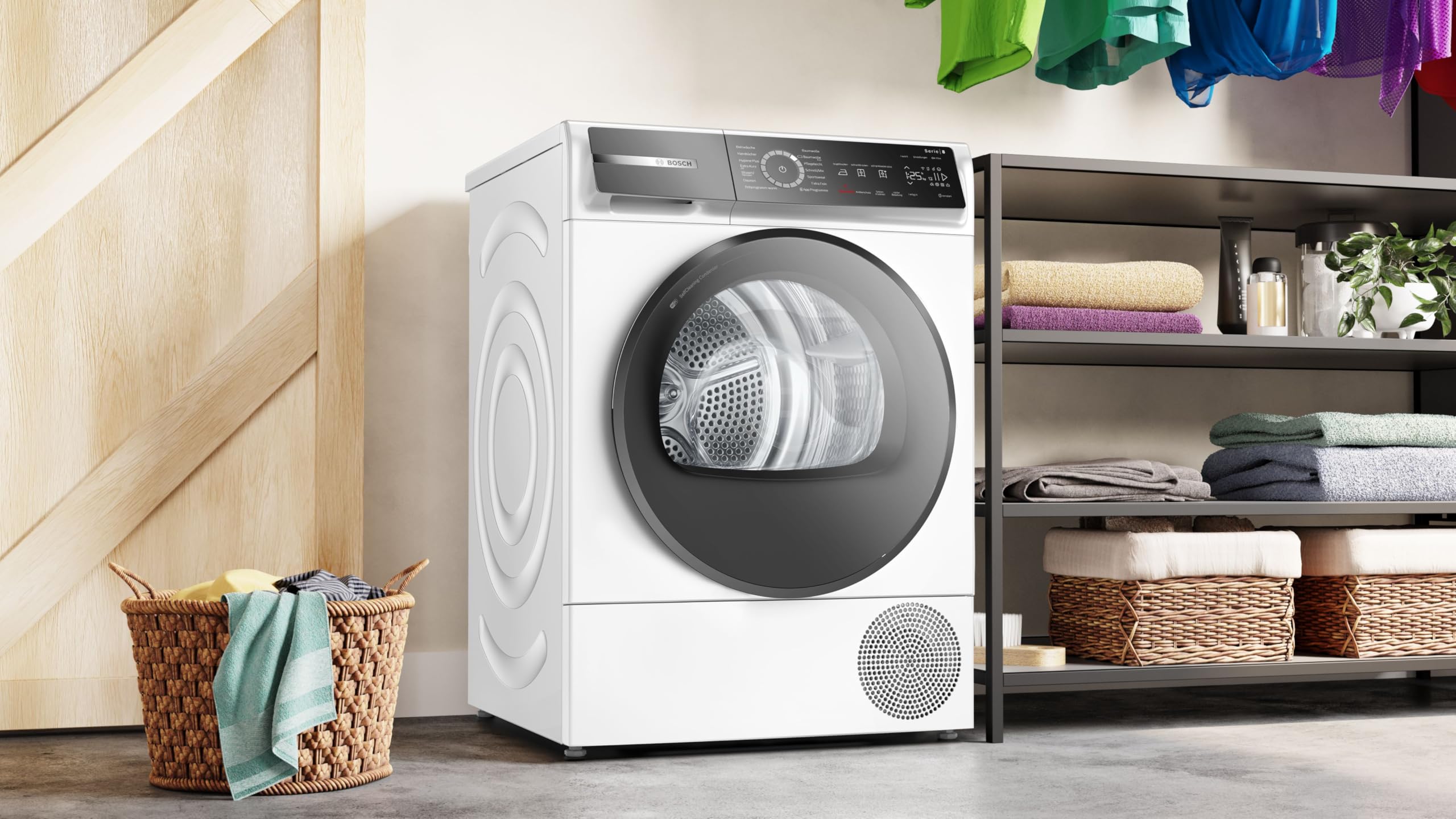 Bosch WQB245B40 - Secadora de ropa Serie 8, con bomba de calor con capacidad de 9 kg, Autodry, SmartDry, Home Connect, diseño antivibración, sistema de secado sensible, color blanco, 60 cm
