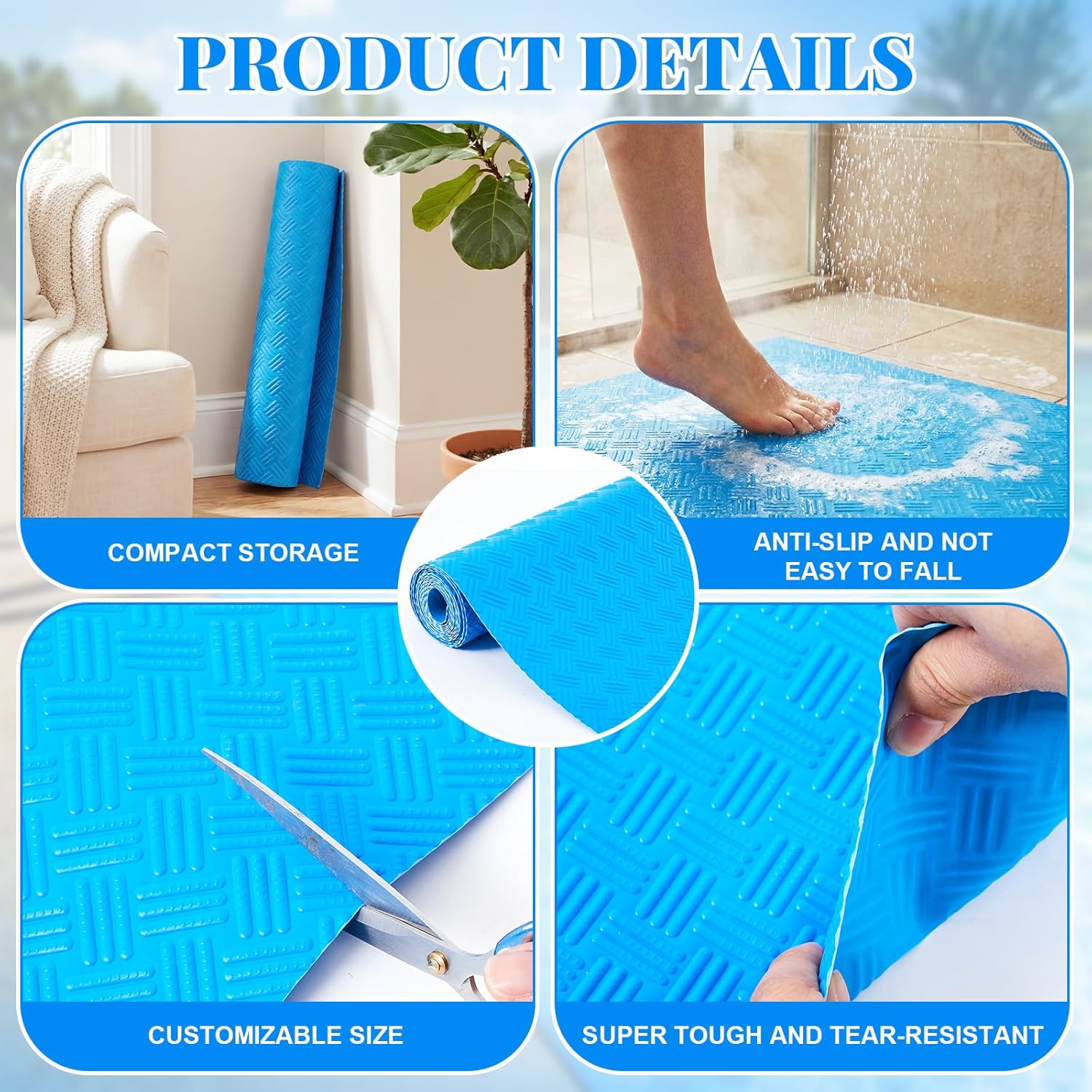 eBoot Swimming Pool Mat 1.3 x 10 ft Large Protective Pool Pad with Non Slip Texture Anti Slip Wet Area Floor Deck Mat for Outdoor Indooor Bathroom Garage Restaurant Kitchen Sauna Spa Basement