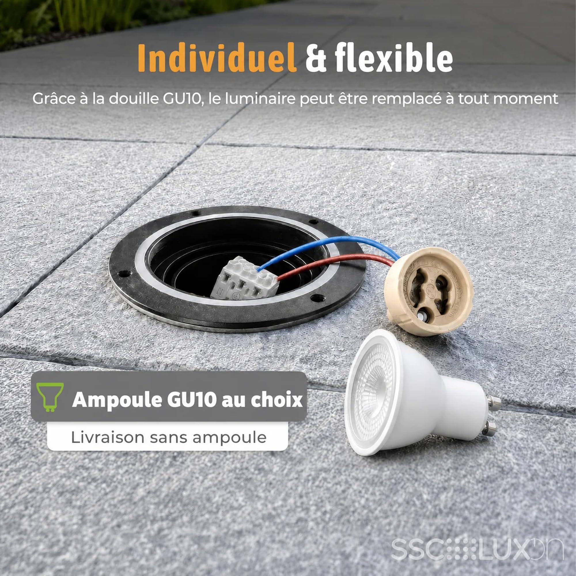 SSC-LUXon JUAVI spot encastrable rond extérieur IP67 orientable