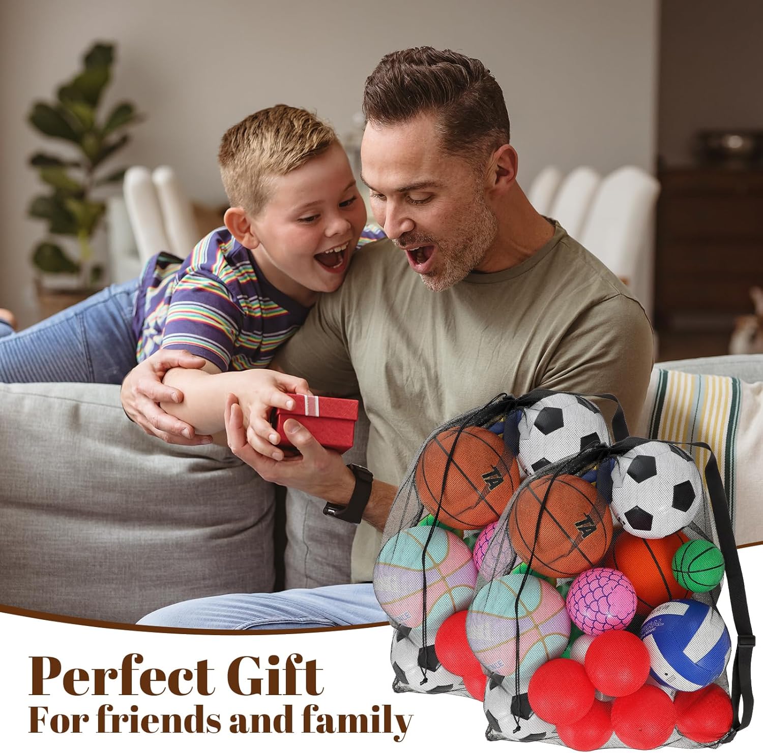 Extra Large Sports Ball Bag 30 x 40 Inches Mesh Soccer Basketball Bags Large Mesh Pouch with Adjustable Shoulder Strap for Football Volleyball Gym Sports Equipment (4 Pcs) - Image 7