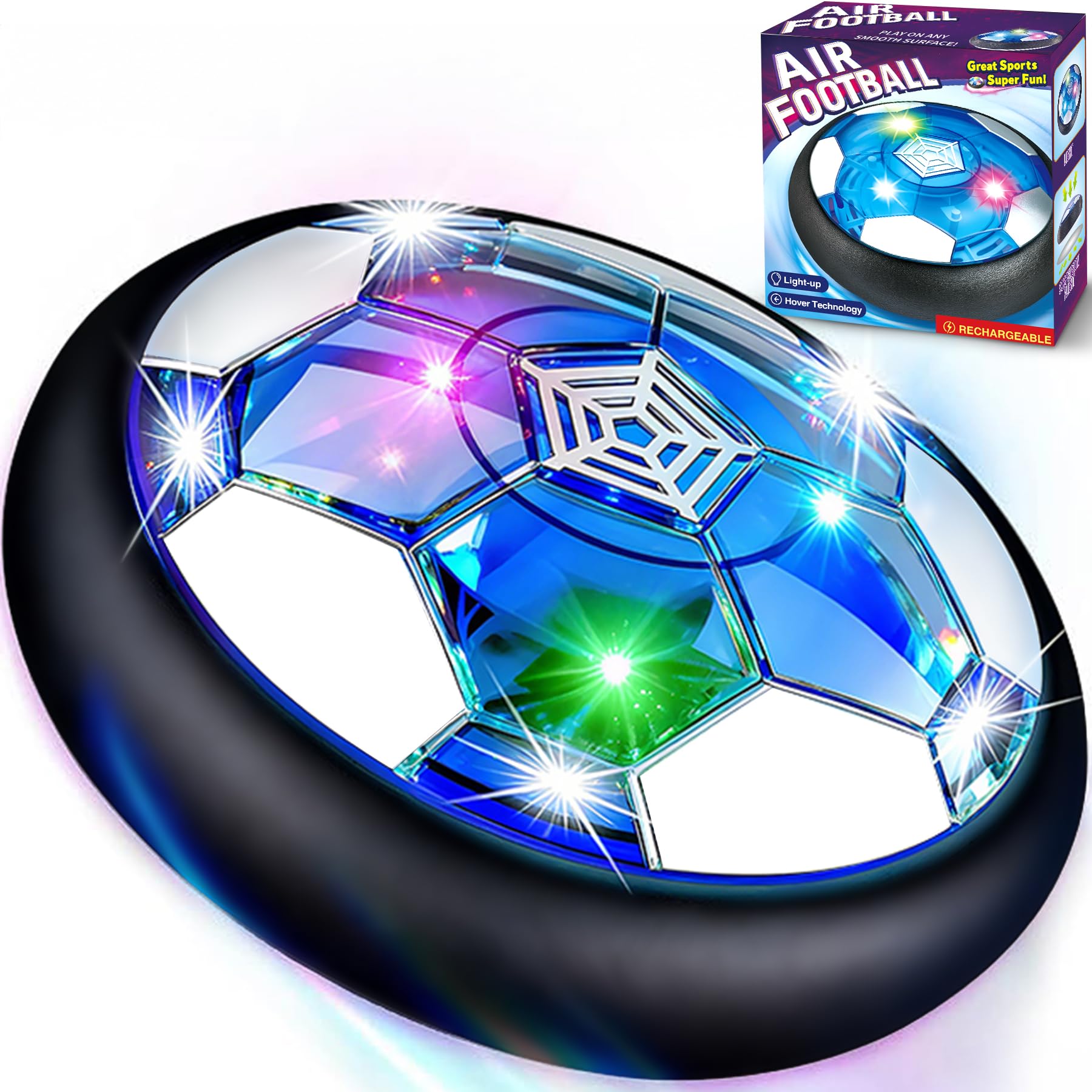 lenbest Hover Football -Boy Toys, Football Gifts for Boys - Rechargeable LED Air Power Floating ball with Whistle - Indoor Outdoor ball Games - Kids Toys for 3 4 5 6 7 8 9 10 year old