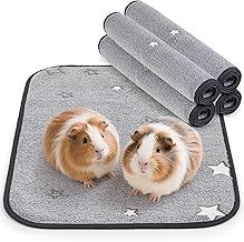 PICK FOR LIFE 4 PCS Guinea Pig Fleece Cage Liner Leakproof Guinea Pig Mats Pee Pads Washable Pet Blankets Soft Absorbent for Small Animal Rabbit Ferret Hamster Chinchillas Hedgehog Puppy, 40 x 60 cm