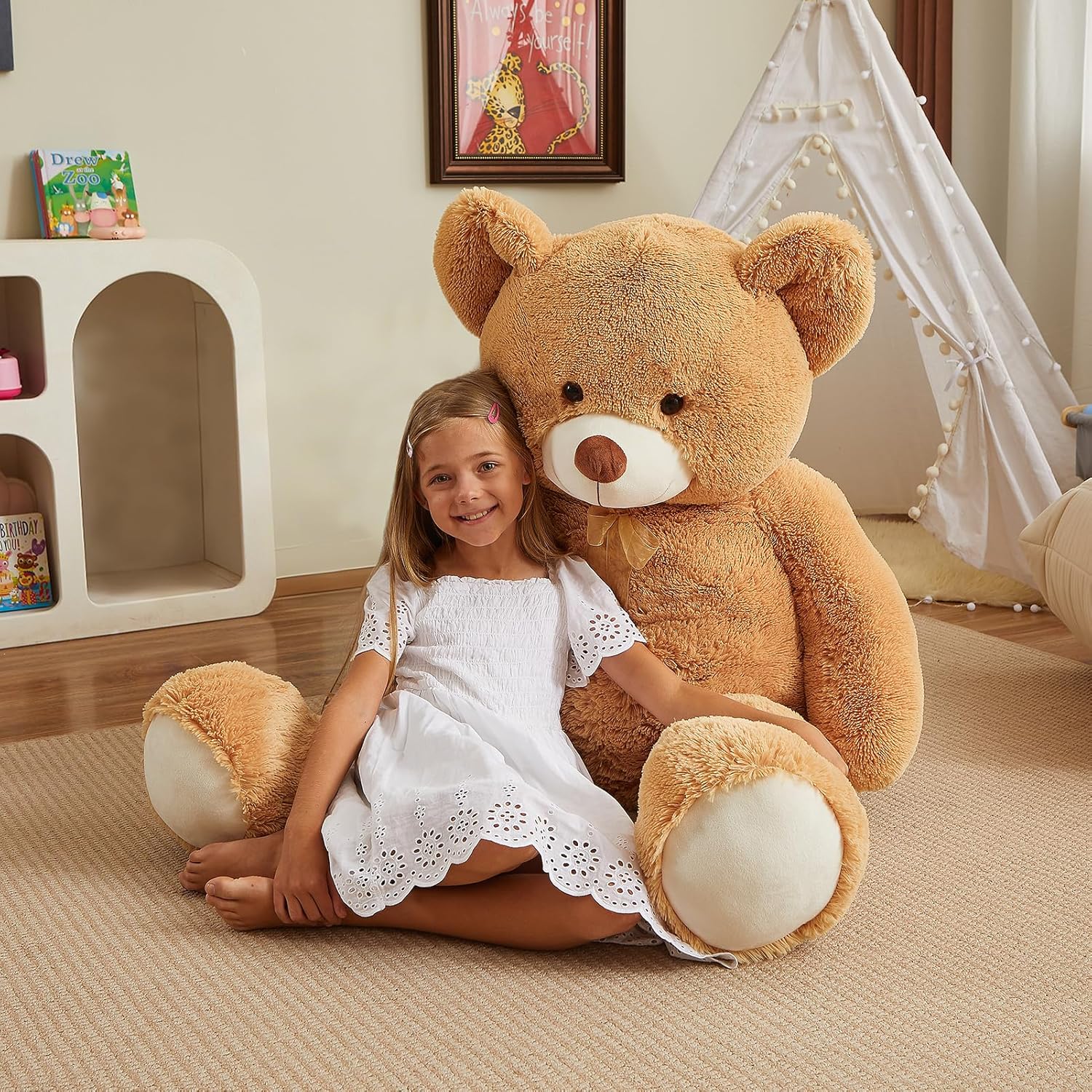 HollyHOME Giant Teddy Bear 5Ft Big Teddy Bear Stuffed Animal Birthday Valentines Day Plush for Kids and Girlfriend 60 inch Tan - Image 5