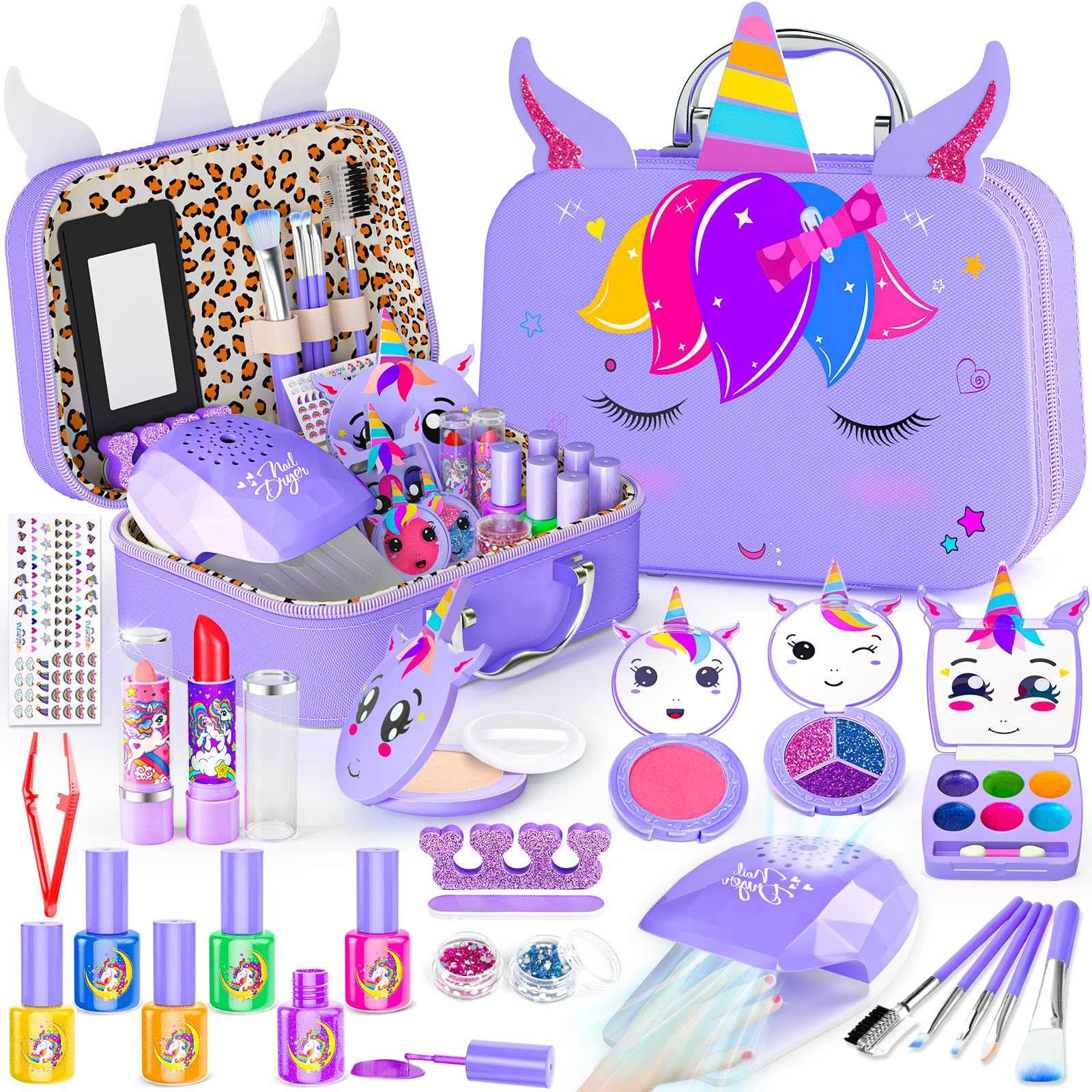 Mqsiuve 2-in-1 Kids Makeup & Nail Art Kit