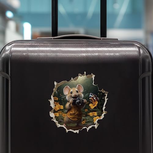 Miniatura 7 de Pegatina de pared 3D con agujero de ratón para fotógrafo, diseño de ratón