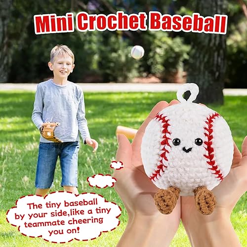 Miniatura 4 de Regalos de béisbol positivos de ganchillo, regalo inspirador de béisbol para niños, entrenador, novio, hermano, regalos divertidos hechos a mano con