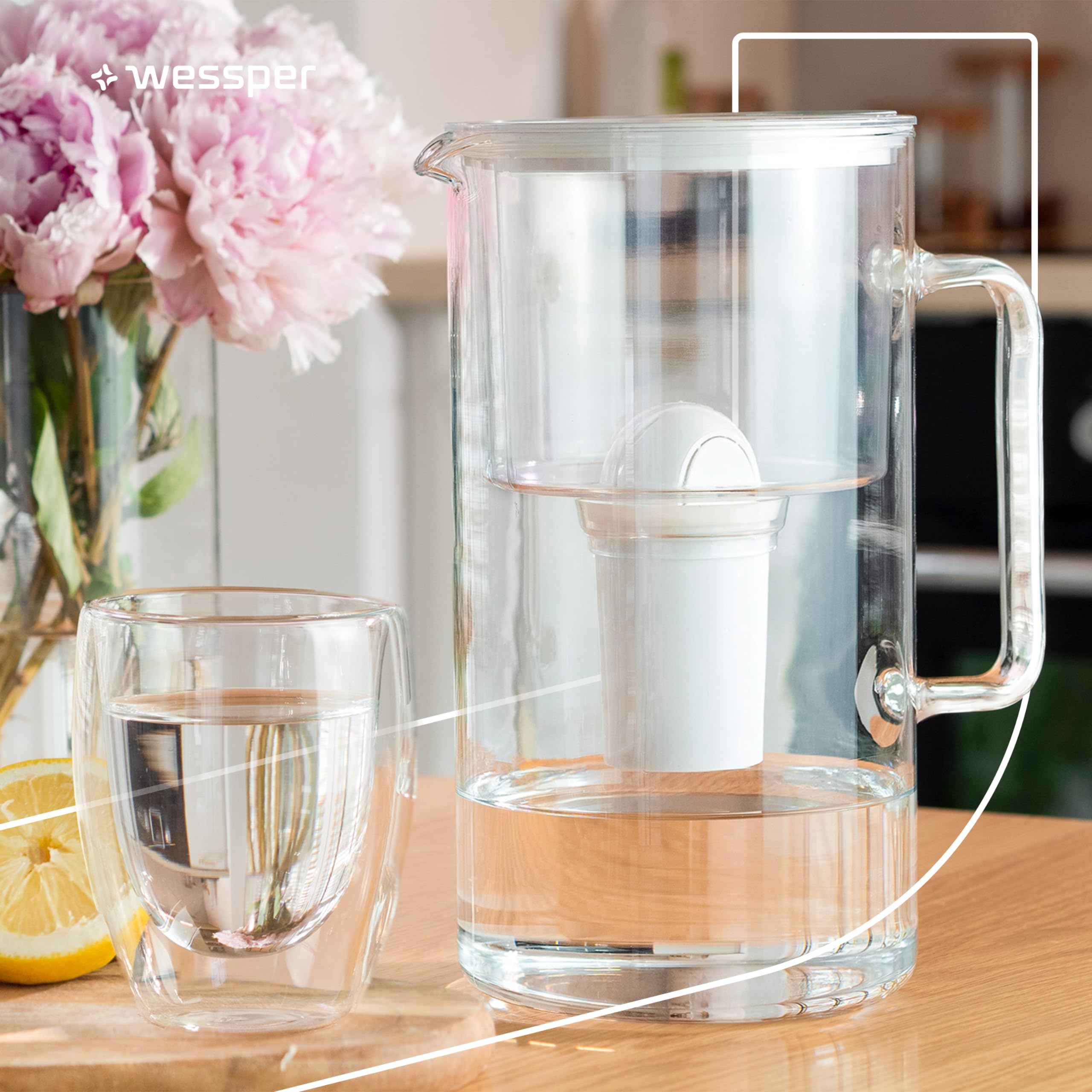 Wessper Filtres à eau Aqua Classic pour Carafe Filtrante, Cartouches filtrantes Compatible avec les Carafe Eau Dafi, Brita, Zelmer, Anna BWT, Laica, PearlCo, 10 pièces