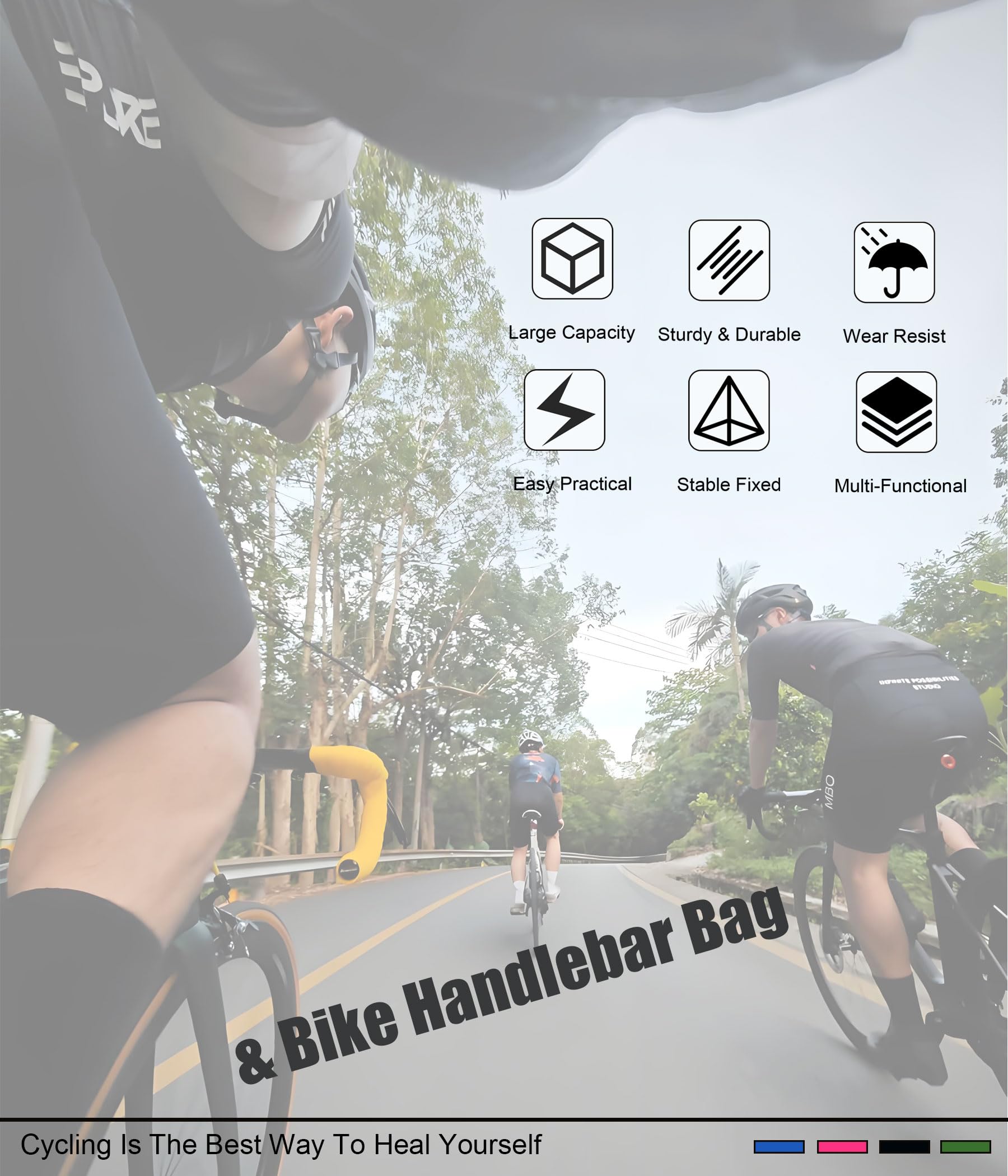 Bolsa para manillar de bicicleta, práctica bolsa de almacenamiento para manillar de bicicleta con correa para el hombro, bolsa de barril para bicicleta de montaña pequeña (negro, 1,5 L)