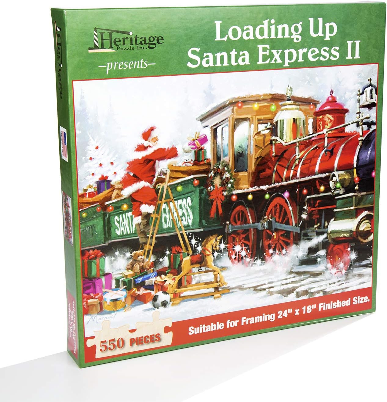 Heritage Puzzle Presents: Loading Up Santa Express II - 550 Pieces - 24" x 18" Finished Size