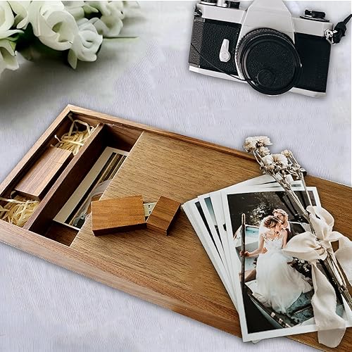 Miniatura 9 de Unidad flash USB 3.0 de 32 GB para boda con caja de regalo de madera, unidad de pulgar de madera TATMOHIK para almacenar fotos, unidad de salto de