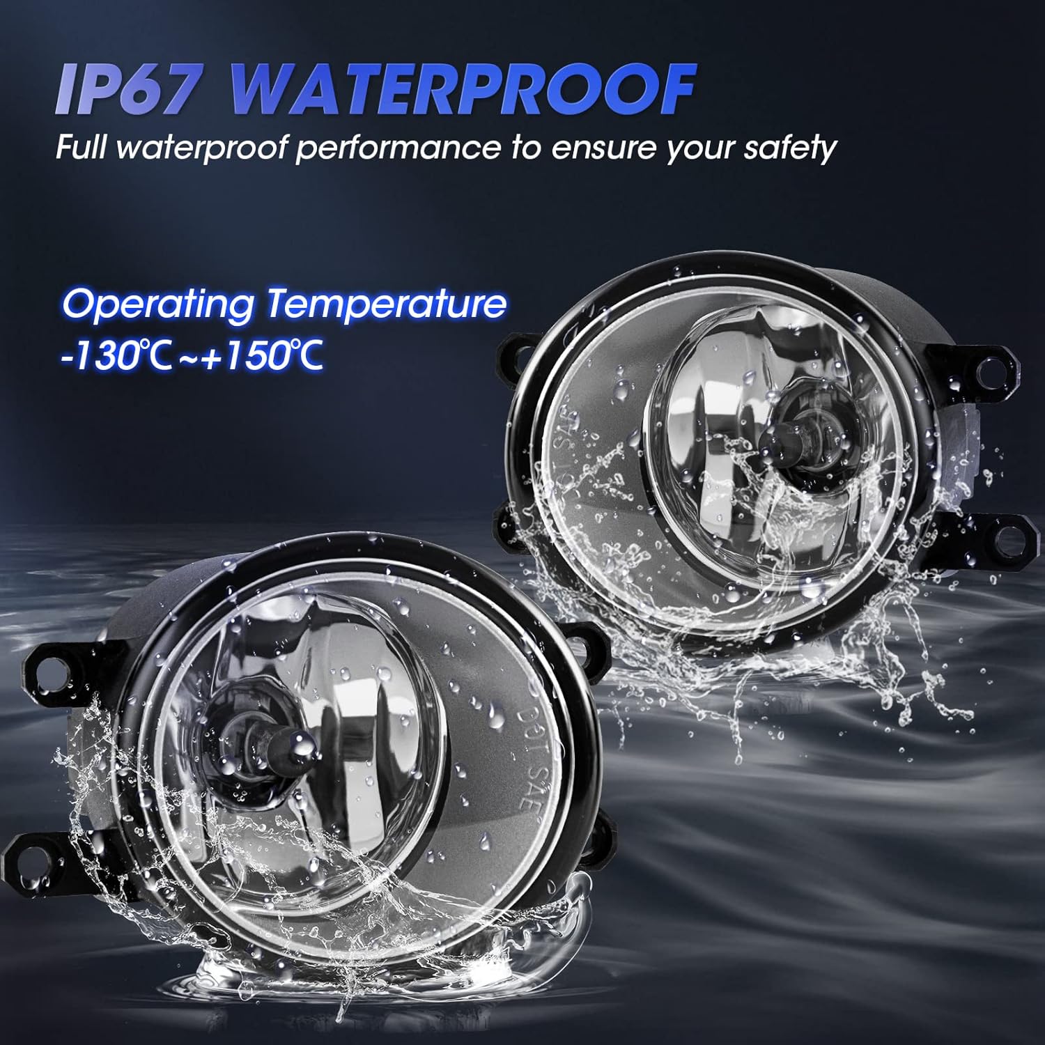 Driving Fog Lights Lamps Assembly Kit for 07-14 Toyota Camry/08-10 Highlander/09-13 Corolla/10-11 Prius/08-11 Lexus LX570/10-13 RX350 Fog Light Replacement with Halogen Bulbs-1 Pair