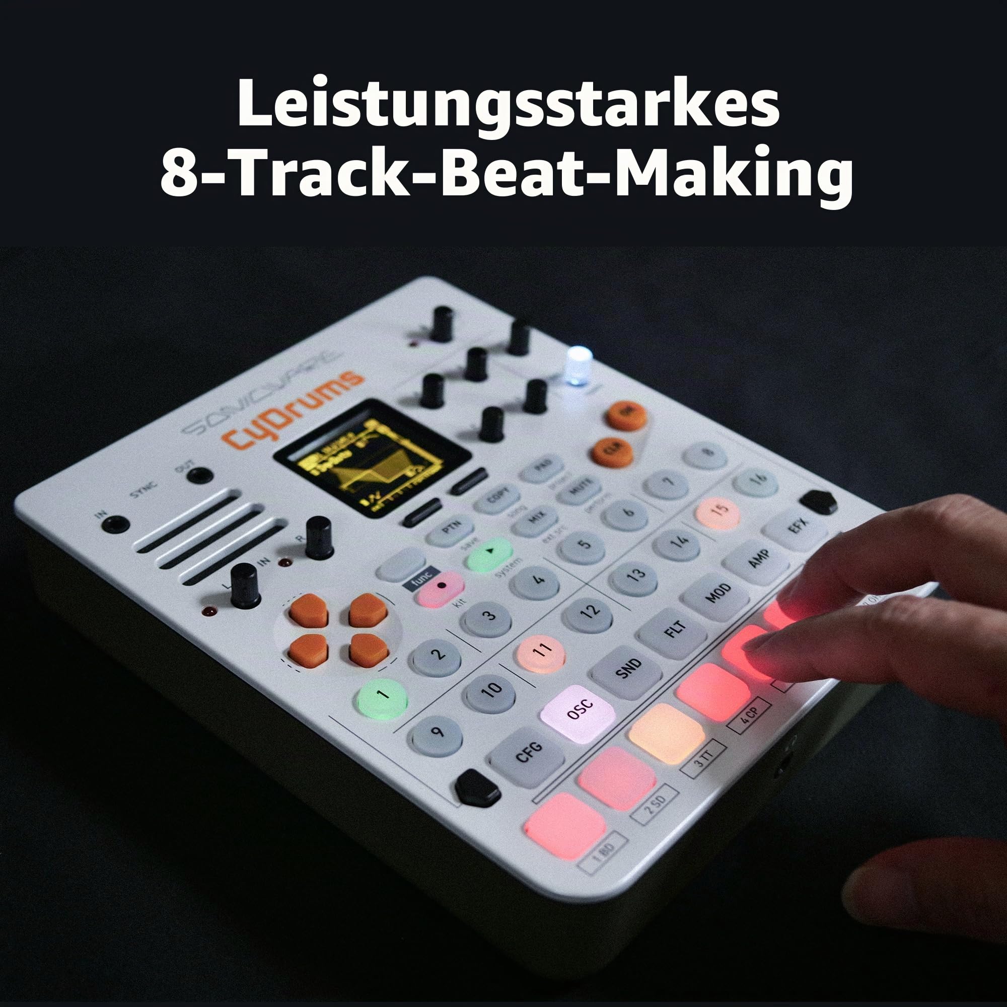 Sonicware CyDrums [Expressive Drum Synthesizer] 8-Track Beatmaking, 4D-Drumsounds, 22 individuell Klangstrukturen, Vielseitige Effekte und flexibles Routing