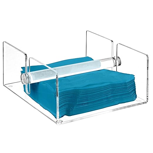 MyGift® Modern Clear Acrylic Napkin Holder for Table with Center Weighted Bar