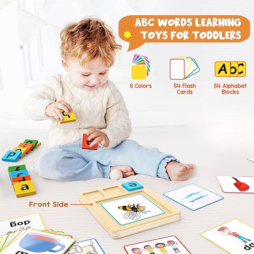 Miniatura 3 de Juegos de fonética de ortografía para niños de 4 a 8 años, 2 en 1 con palabras visuales, rompecabezas del alfabeto, actividades de aprendizaje