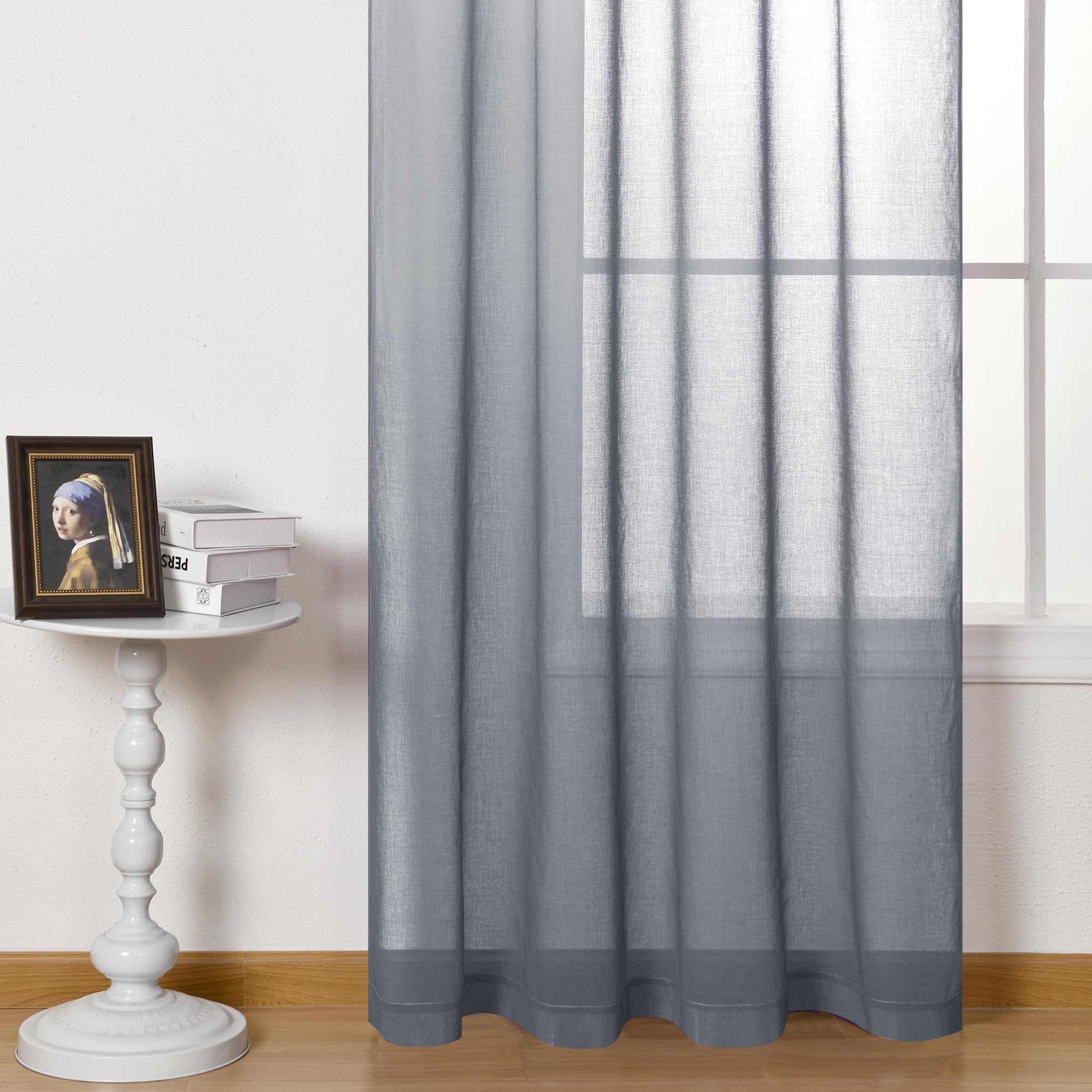 DWCN Gris Rideau Voile Rideaux Dégradé Voilés avec Ruban Fronceur Bicolores avec Système de Rail Transparent Aéré Long Sheer pour Salon de Fille Chambre de Garçon 140x260cm, Lot de 2