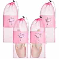 Amazon | Shappy 4個 バレエシューズバッグ ピンク メッシュ