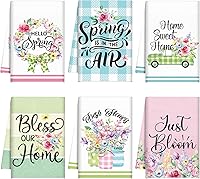 Vista 11 de Kajaia Juego de 6 toallas de cocina de Acción de Gracias, toallas de mano absorbentes de búfalo a cuadros de otoño, calabaza, camión, hojas