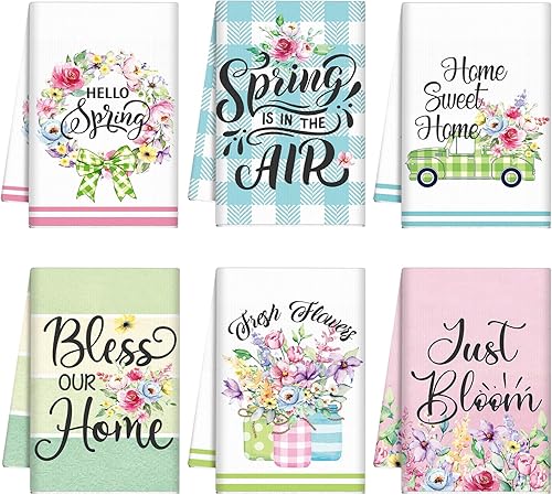 Miniatura 11 de Kajaia Juego de 6 toallas de cocina de Acción de Gracias, toallas de mano absorbentes de búfalo a cuadros de otoño, calabaza, camión, hojas