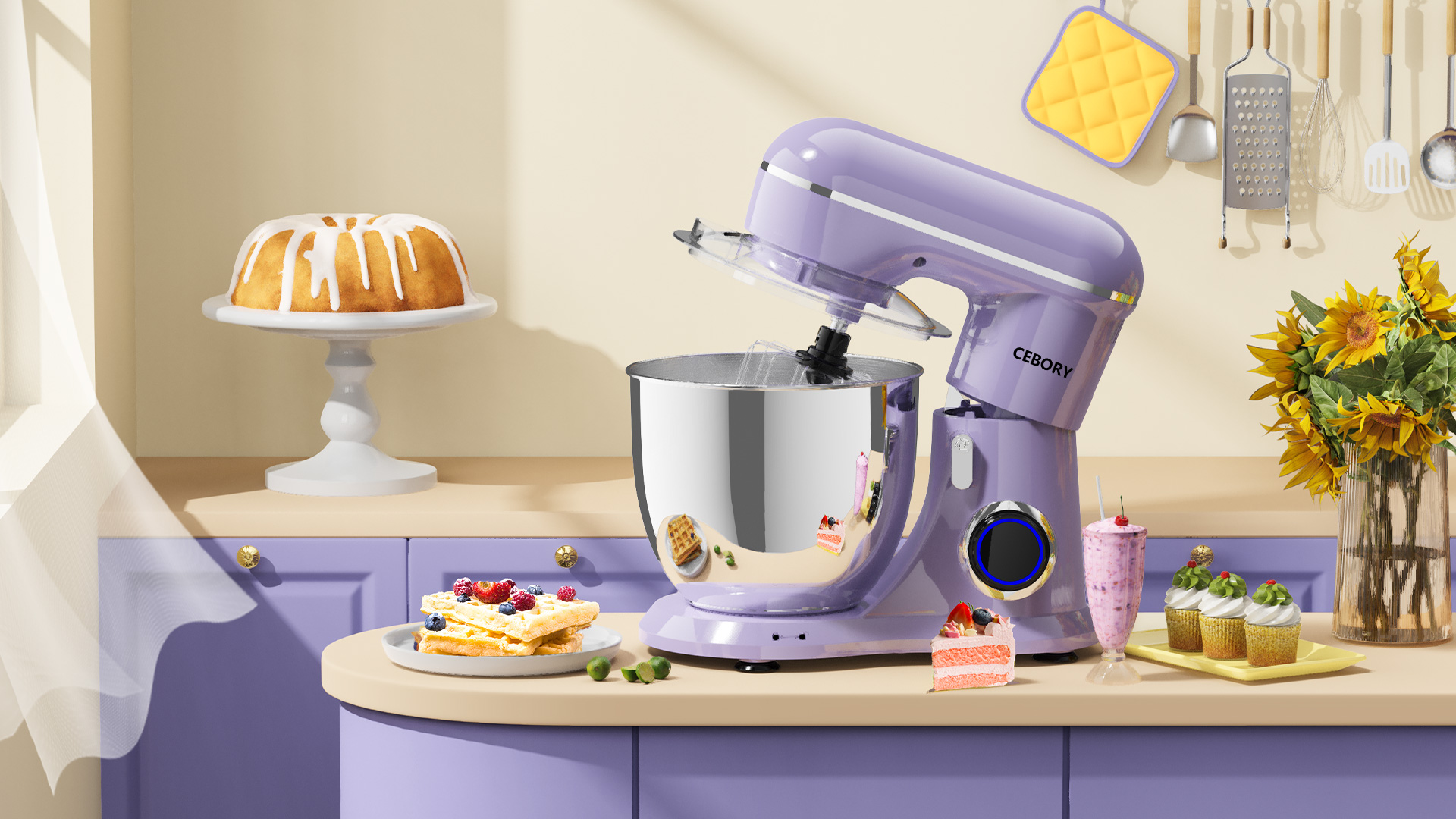 Amazon.com: CEBORY 3-IN-1 Electric Stand Mixer, 6.5QT Bowl 660W 10