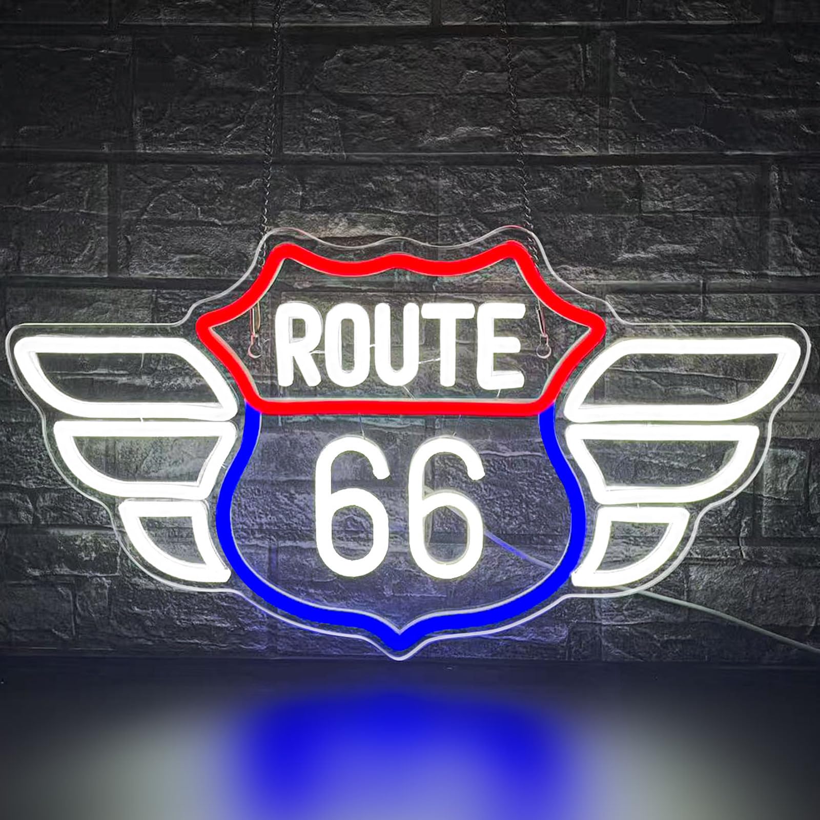 Route 66 Vintage Neon Sign for Wall Decor, Dimmable with High Direction LED Lights for Men Cave Home Garage Neon Lights Decor for Bedroom Party Club — image 1