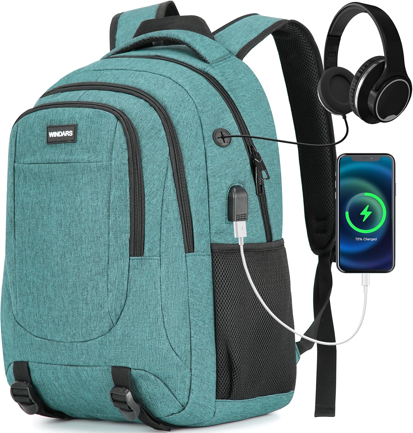 Laptop Backpack for Men and Women: 15.6 Inch Large School Backpacks for Teen Boys Durable Water Resistant College Bookbag Anti Theft Computer Bag with USB Charger for Business Work Travel, Teal