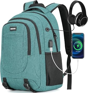 Laptop Backpack for Men and Women 15.6 Inch Large School Backpacks for Teen Boys Durable Water Resistant College Bookbag Anti Theft Computer Bag with USB Charger for Business Work Travel, Teal