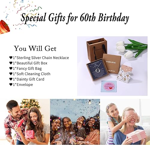 Miniatura 6 de Regalos de cumpleaños para mujer, collar de círculos de cadena de plata de ley para 30, 40, 50, 60, 70, 80, 90, cumpleaños, para mujer de 30, 40,