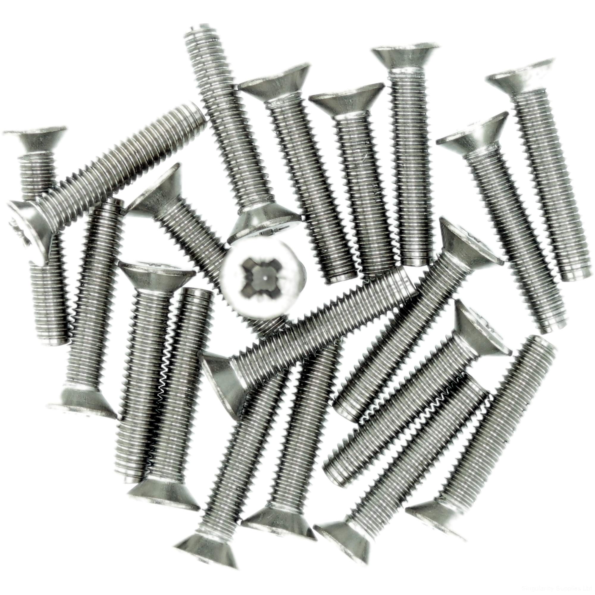 Singularity Supplies M3 (3Mm X 8Mm) Pozi Countersunk Thread Rolling Screw - Stainless Steel (A2) (Pack Of 20)