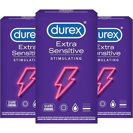 Durex Extra Sensitive Stimulating Condoms, 12ct. (Pack of 3)