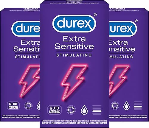 Durex Condones estimulantes extra sensibles para condones, 12 unidades (paquete de 3)