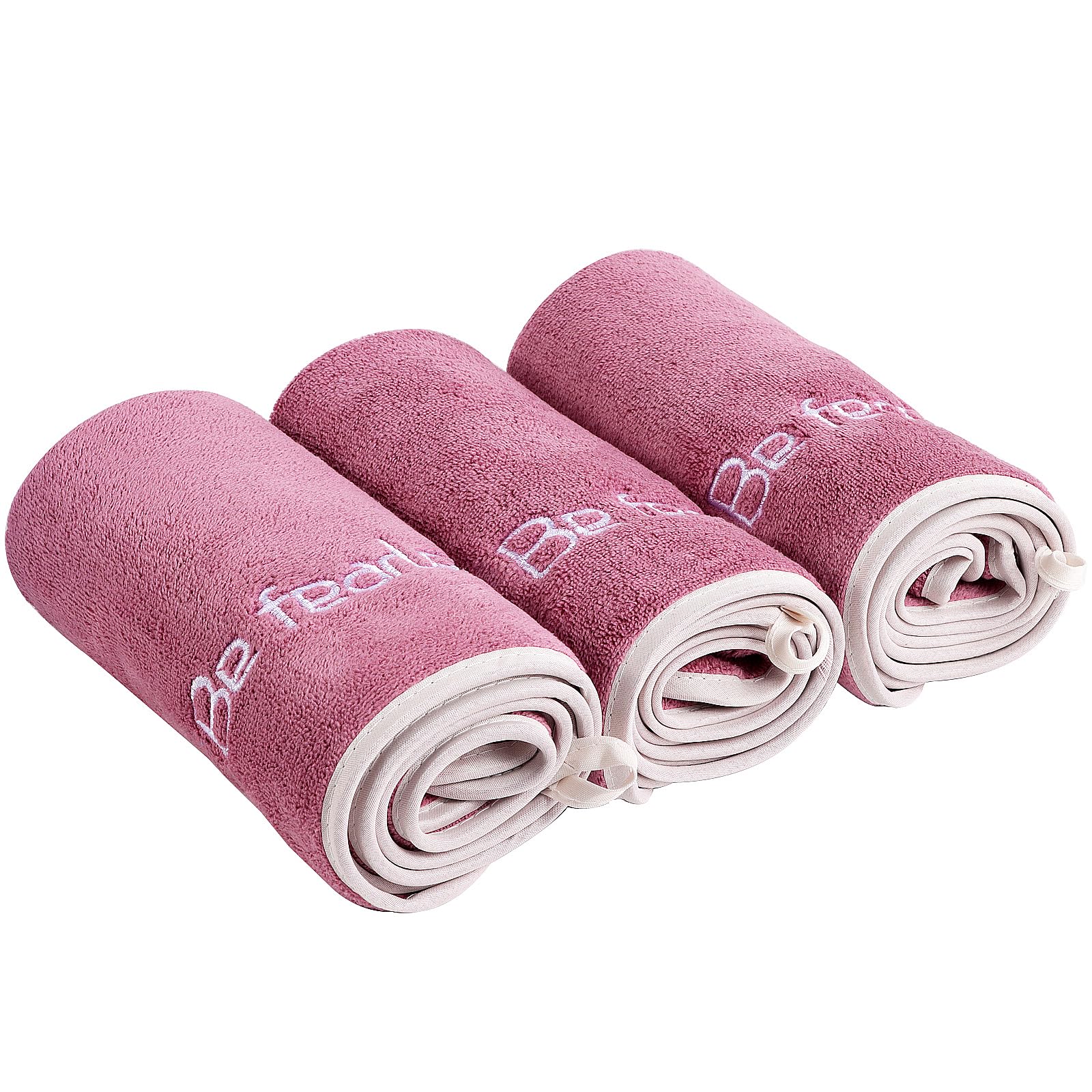 Juego de toallas de gimnasio de microfibra para hombres y mujeres, toallas súper suaves y de secado rápido para fitness, yoga, ciclismo, natación (rosa oscuro, paquete de 3)