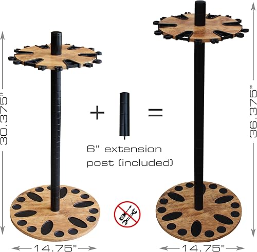Miniatura 2 de Rush Creek Creations Estante redondo para caña de pescar con poste de extensión de 6 pulgadas, soporte para caña de pescar y almacenamiento, acabado