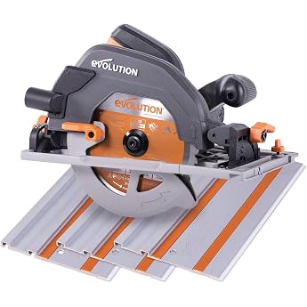 Evolution R185CCSX Circular Saw Plunge Saw 1600 W Incl. Diameter 185 mm HM Saw Blade Multi-Material Cutting Wood Aluminium Steel Plastic with 3-Piece 1020 mm Mini Rail Guide Rail