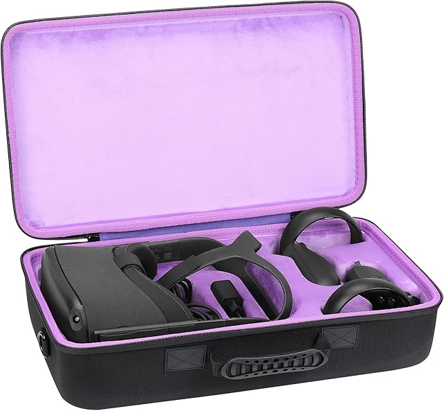 Khanka Hard Travel Case for Meta/Oculus Quest 2/ Quest VR Gaming Virtual Reality Headset 256GB 128GB 64GB.(Purple Lining)