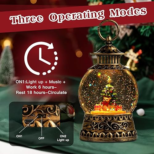 Miniatura 123 de Globo de nieve de muñeco de nieve de Navidad, linterna musical de muñeco de nieve con temporizador de 6 horas forrado por USB, funciona