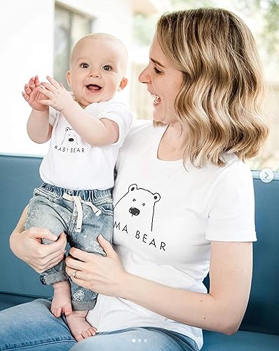 Miniatura 2 de The Spunky Stork Family Mama Papa Baby Bear - Camiseta a juego para mamás y papás