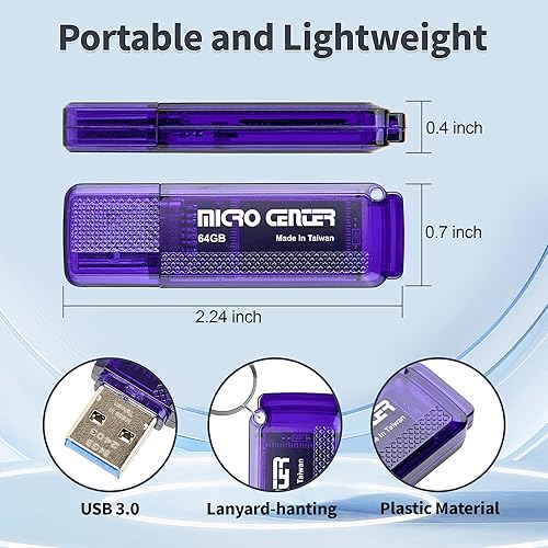 Miniatura 6 de INLAND Micro Center Super Speed - Paquete de 20 unidades flash USB 3.0 de 64 GB de memoria USB 3.0, almacenamiento de datos, unidad de salto a