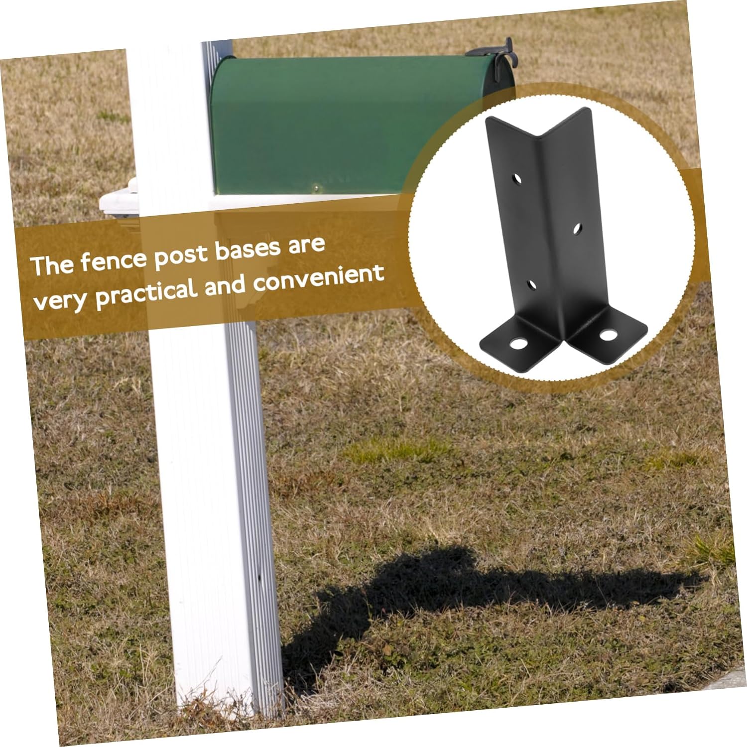 Mikikit Deck Post Protector Mailbox Base Railing Post Cover Heavy Duty Square Base for Mailbox