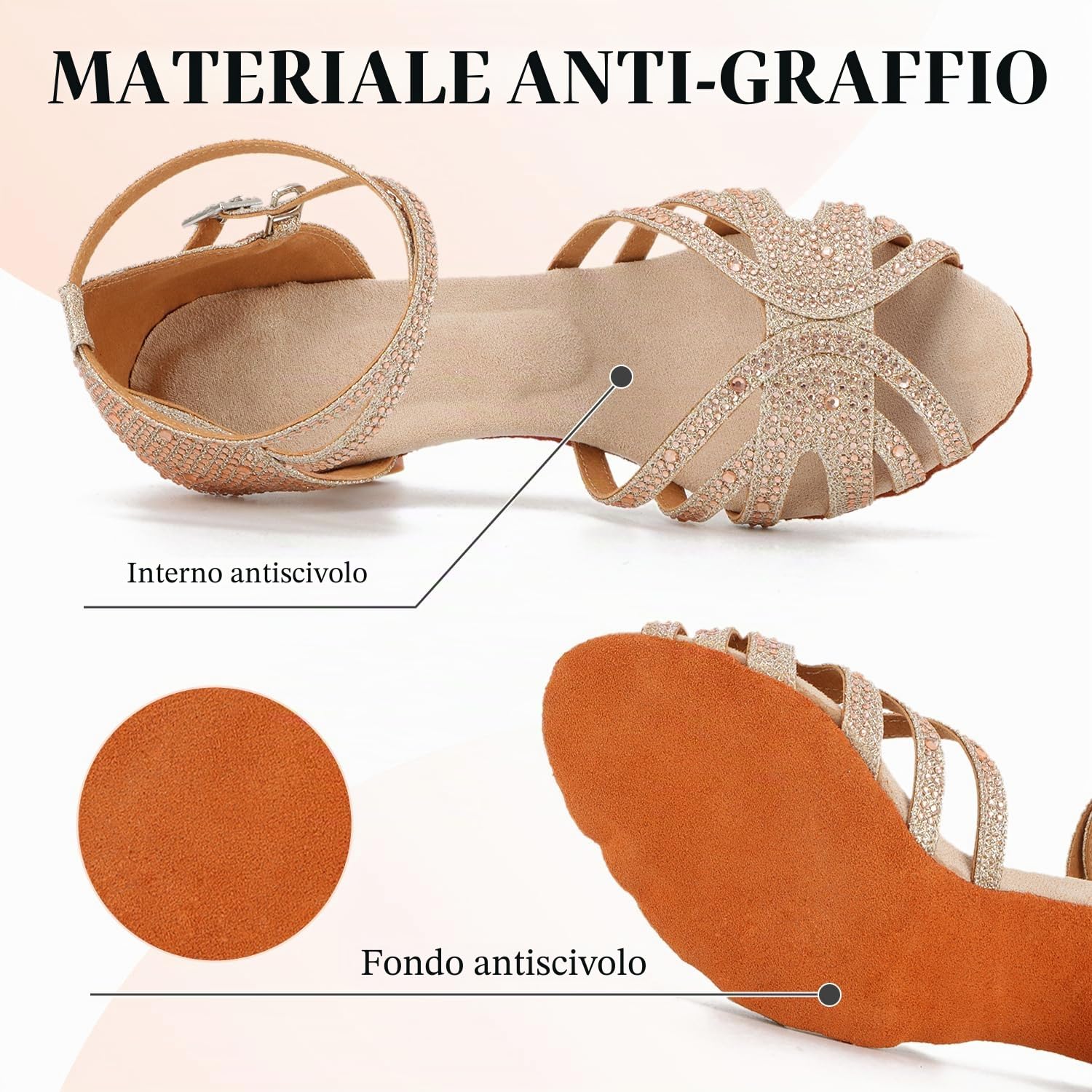 Scarpe da Ballo per Donna Salsa da Ballo Latino Scarpe da Ballo Aperte in Punta per spettacoli di Nozze per Feste sociali per Principianti