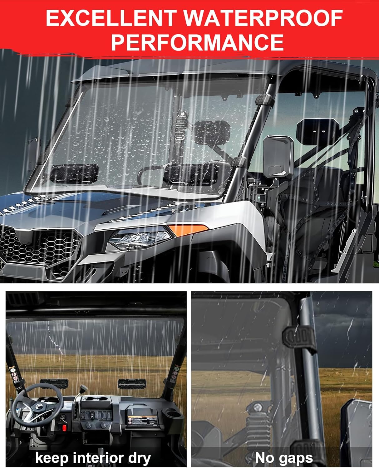 StarknightMT UForce 600 Front Windshield Vented Scratch Resistant Window Compatible with CFMOTO UFORCE 600 2021-2026/ 800XL 2025 2026 Clear UTV Full Windshield PC