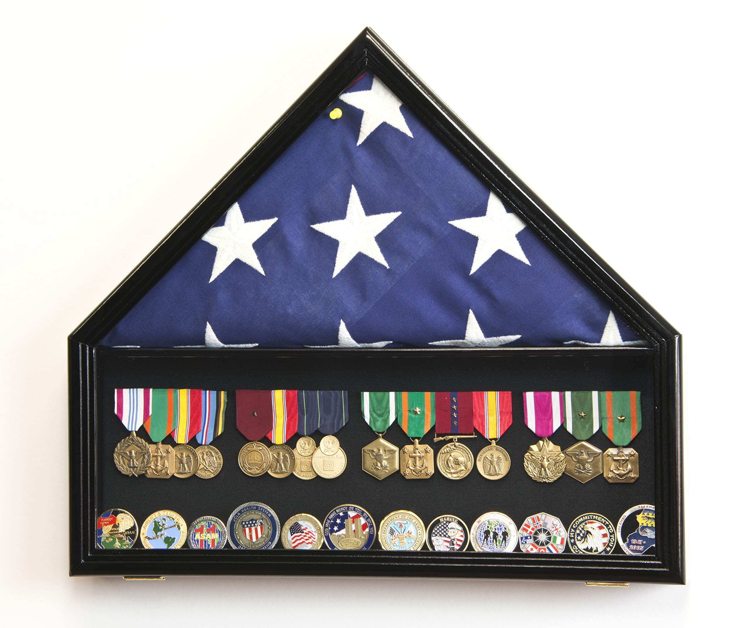 sfDisplay.com,LLC. Flag & Medals Pins Patches Insignia Challenge Coin Military Display Case Cabinet Rack (Black Finish)