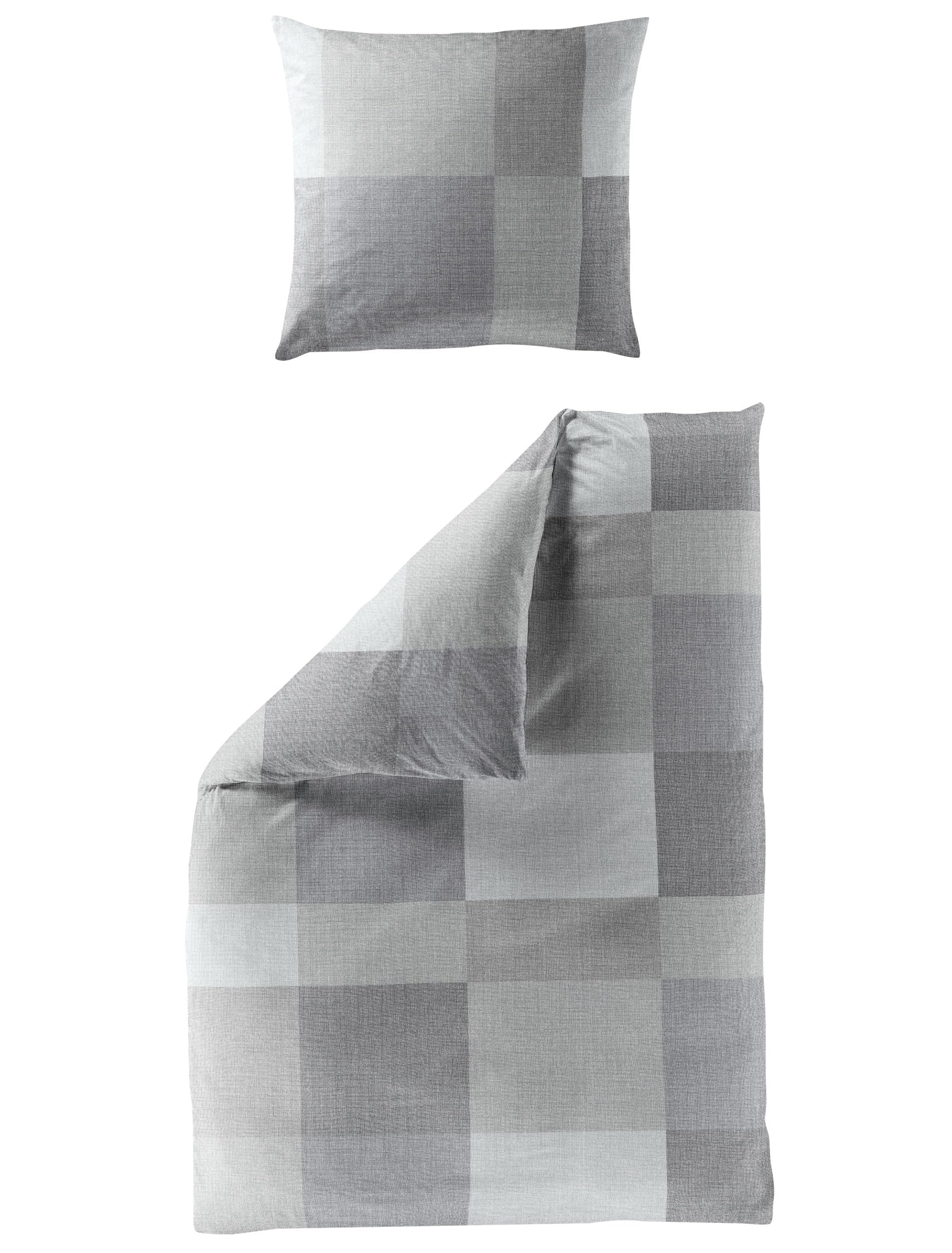 Bierbaum Bettwäsche 6520, Satin Basic, Designed in Germany, silber 13, 135x200 + 80x80 cm