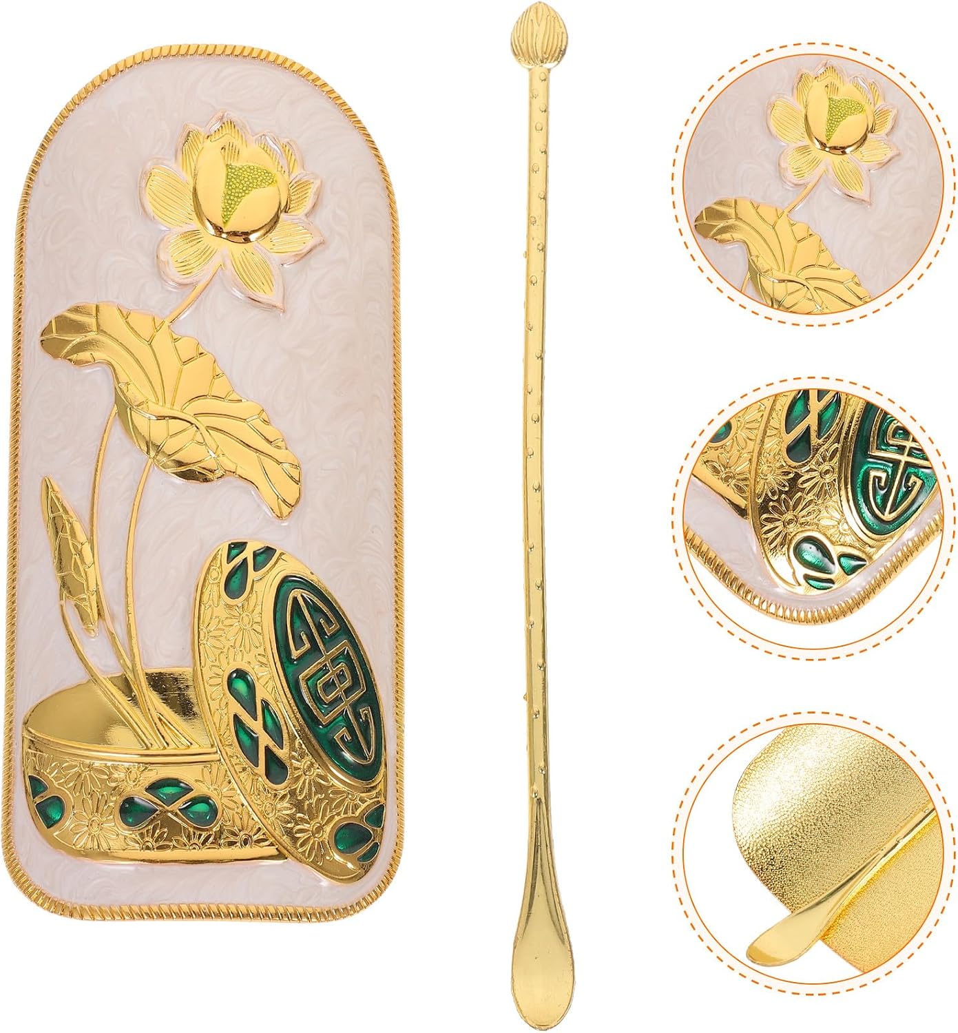 COLLBATH Tea Ceremony Accessories Set Alloy Lotus Leaf Tea Scoop Spoon Japanese Style