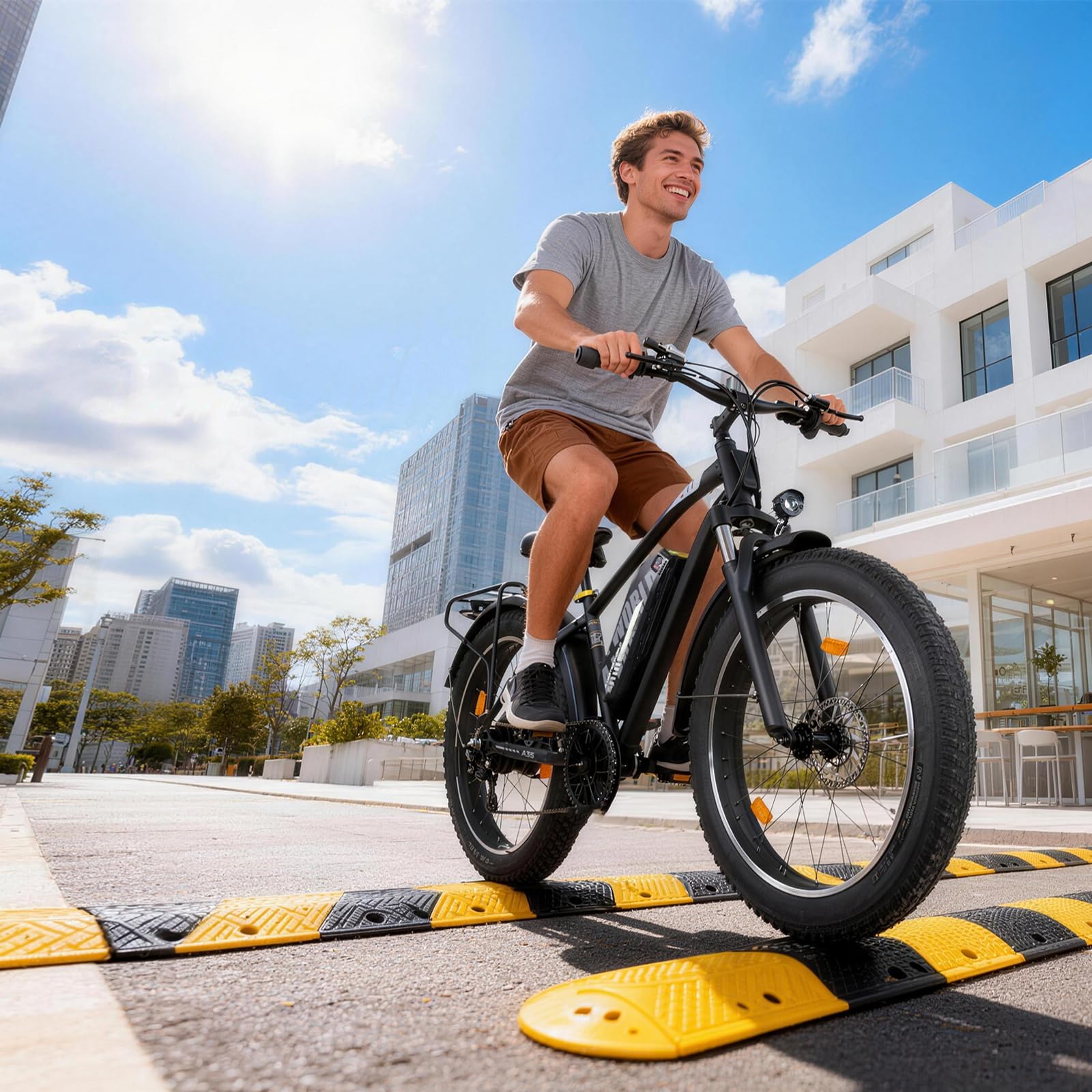 Vélo électrique pour adulte, 26 x 4 pouces, Fat Tire Offroad avec batterie 48 V 13 Ah, 7 vitesses, jusqu'à 25 km/h, portée de 45 à 65 km